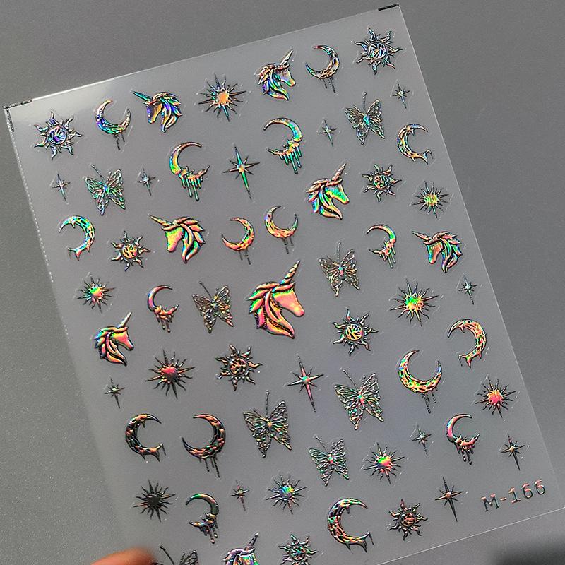 1pcs 5D Star Moon Nail Stickers Pink Retro Bronzing Nail Art Sticker Decorations Decals DIY Adhesive Slider Accessories