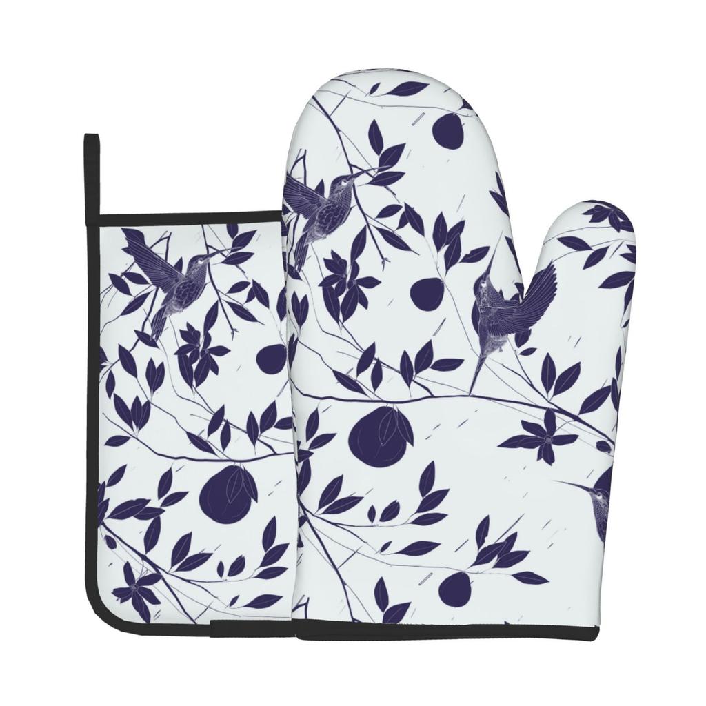 Hummingbird Oven Mitts & Pot Holders Sets of 2 Baking Cooking BBQ Oven Mitts Non-Slip Quilting Grill Mitts Heat Resistant Gifts