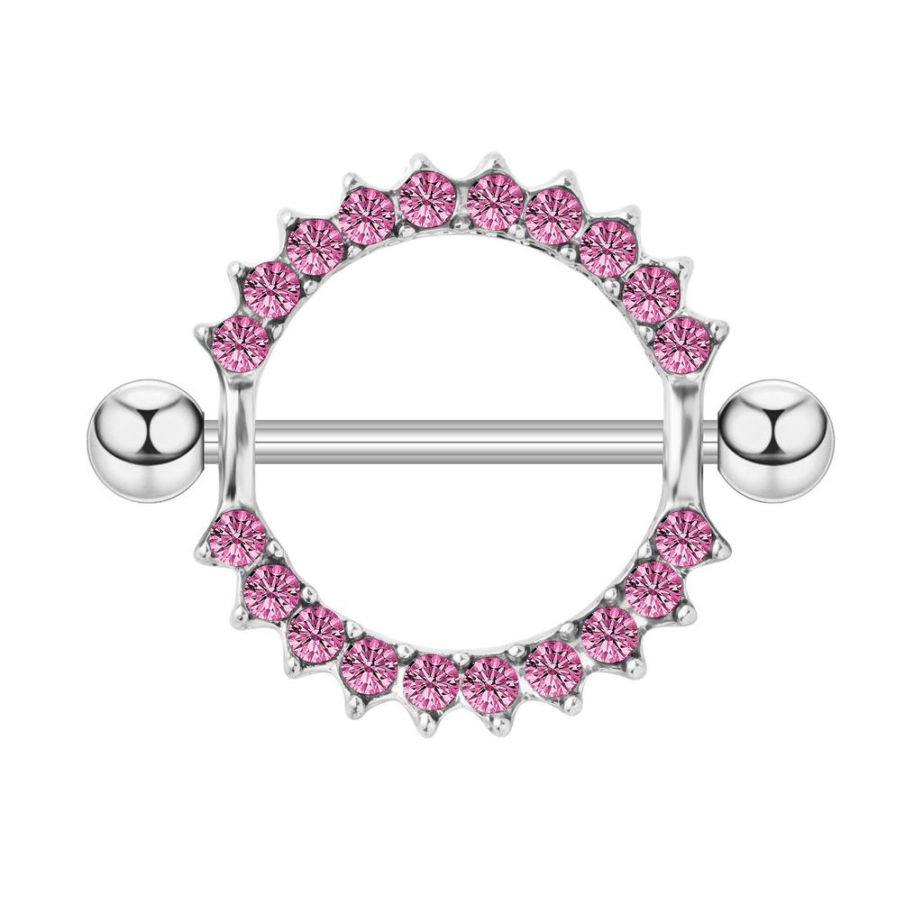 European & American Style Diamond Inlaid Nipple Rings, 316 Stainless Steel Body Piercing Jewelry