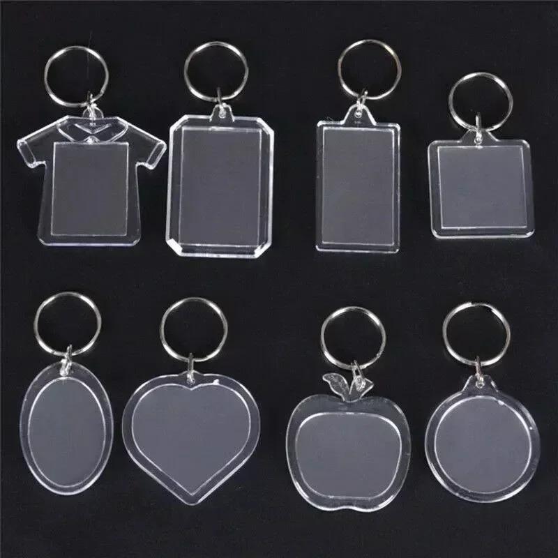 5-100PCS Clear Acrylic Photo Frame Keychain Photo Insert Keyrings Blank Rectangle for Double-Sided Photos DIY Supplies