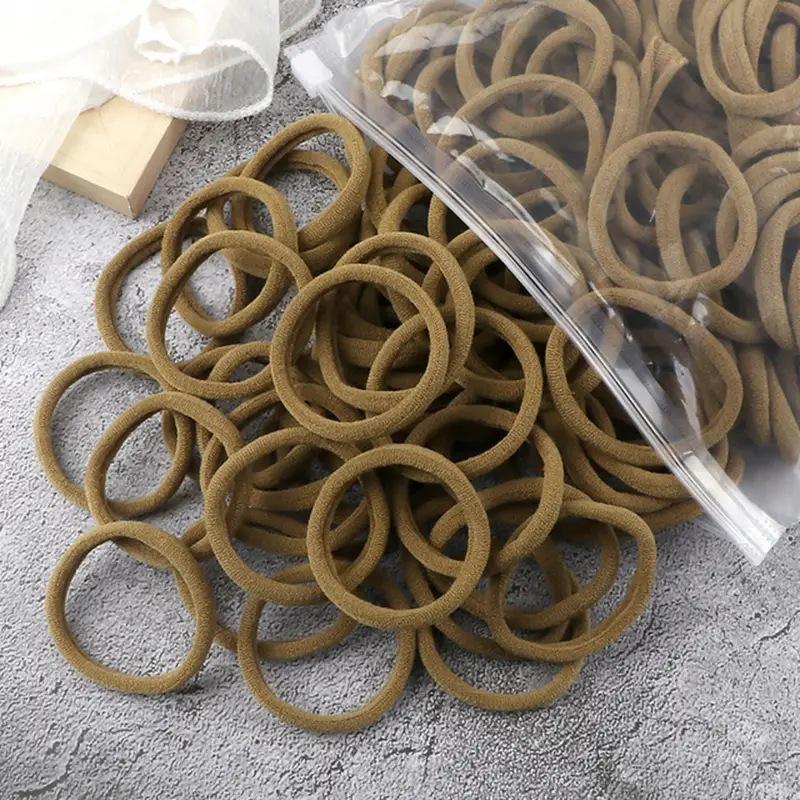 50 Pcs 4cm Solid Color Elastic Hair Ties for Women - Perfect for High Ponytails & Hair Accessories