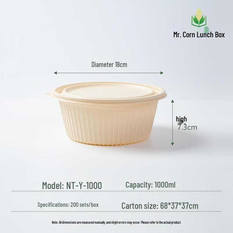 Mr. Corn 1000ml Disposable Corn Starch Meal Box
