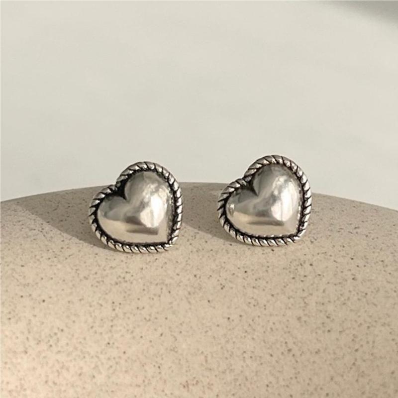 Retro Copper Color Punk Style Heart-shaped Women's Earrings, Personalized and Creative Holiday Party Zircon Gifts