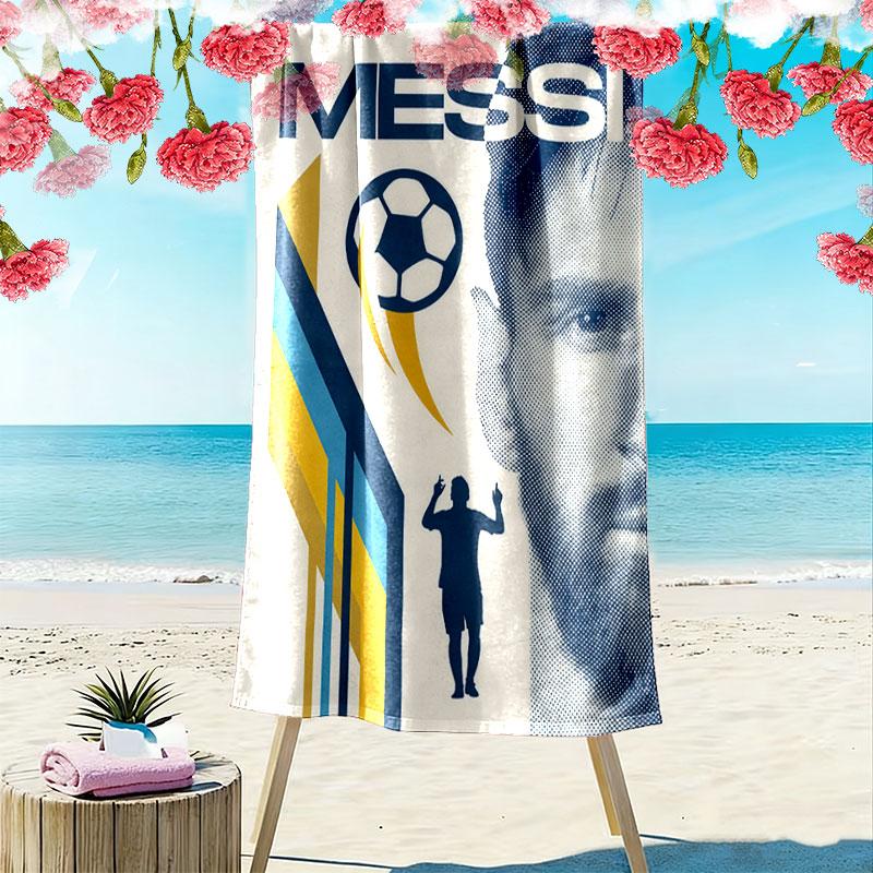 Asciugamano da Spiaggia Stampa Radiosa Messi, Asciugamano Grande Morbido Asciugatura Rapida per Spiaggia Campeggio Nuoto
