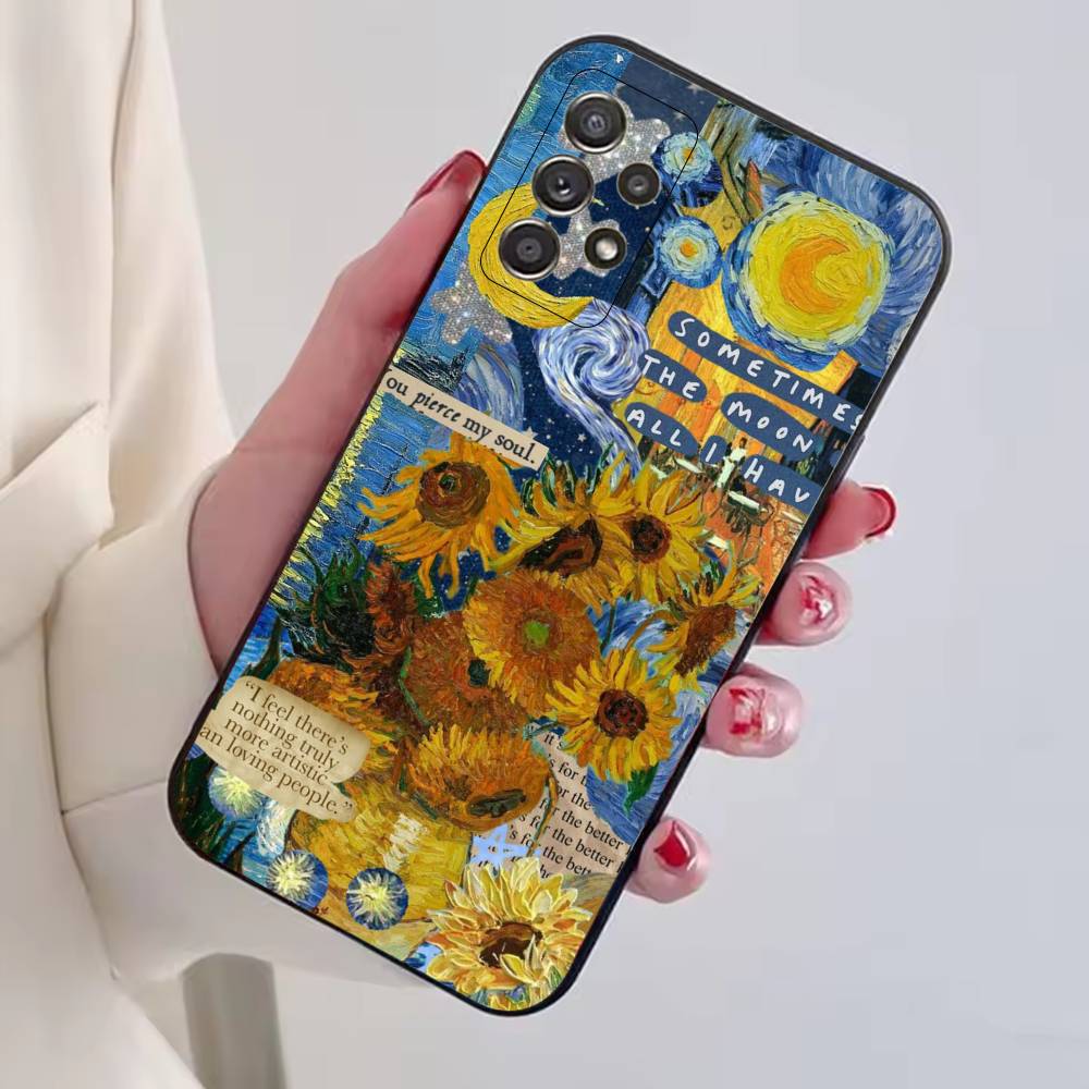 Coque de téléphone esthétique Van Gogh A-Art pour Samsung S25,S24,S21,S22,S23,S30,Ultra,S20,Plus,Fe,Lite,Note,10,Housse Noire
