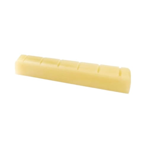 Unbleached, general-purpose grooved shaped nut (shaped nut) made of cow bone for classical guitars, 52mm wide