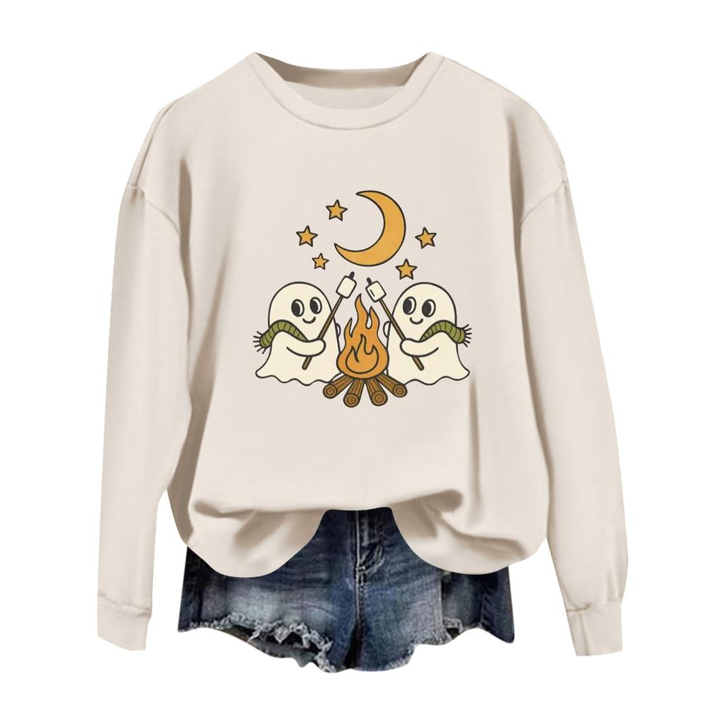 Damen Oberteile Damen Langarm Sweatshirt Lässig Rundhals Locker Geschnitten Pullover Fleece Oberteile