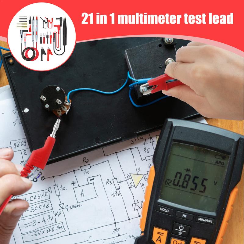 Electrical Multimeter Test Lead Kit Professional Alligator Clip Probe Leads Set Replaceable Pin Electronic Repair Tool Kit For