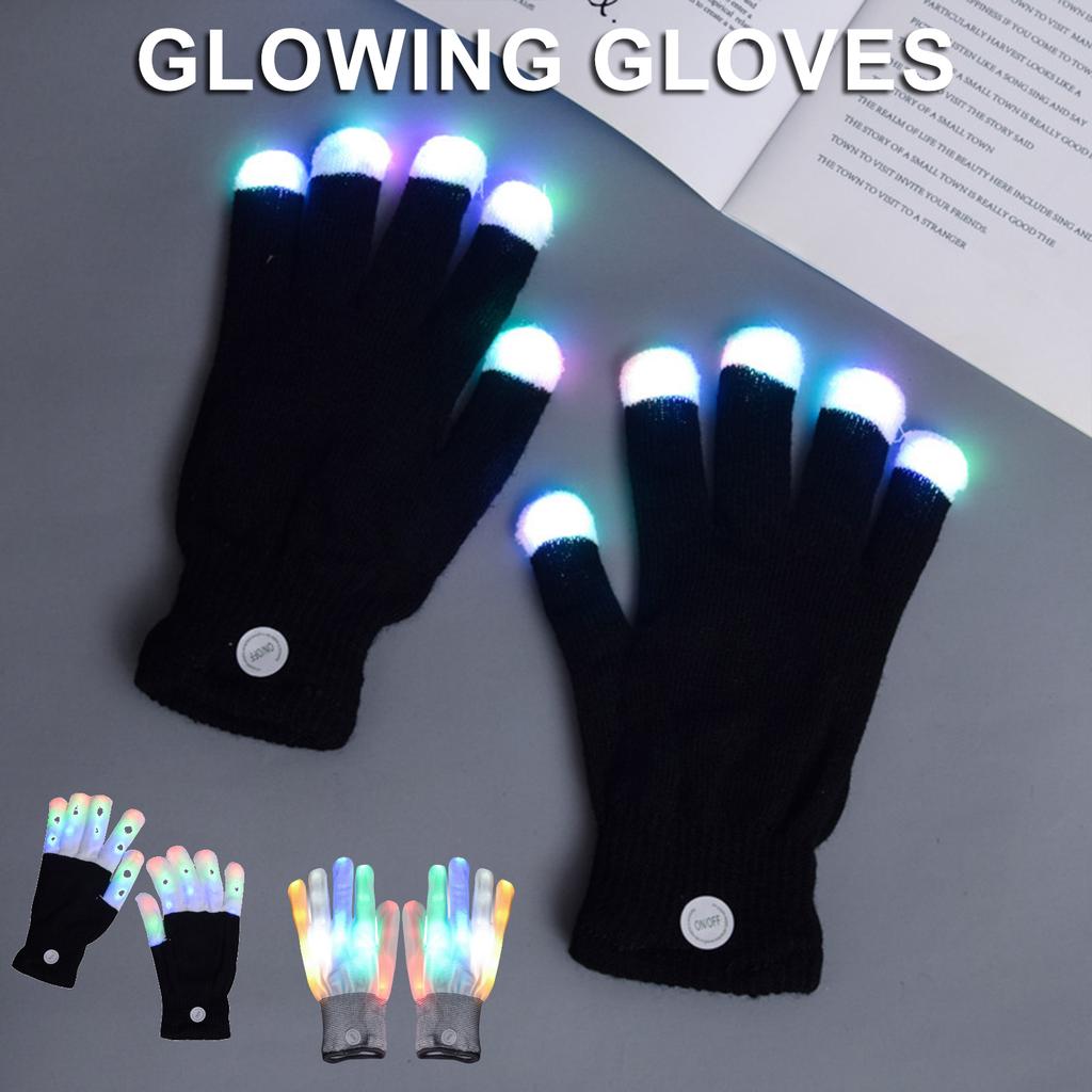 Rave Light Fingerbeleuchtung Leuchtende Handschuhe LED Bunte Blinkende Handschuhe Geschenke für Kinder Jugendliche Atmungsaktives Netz Sichere Batteriehandschuhe