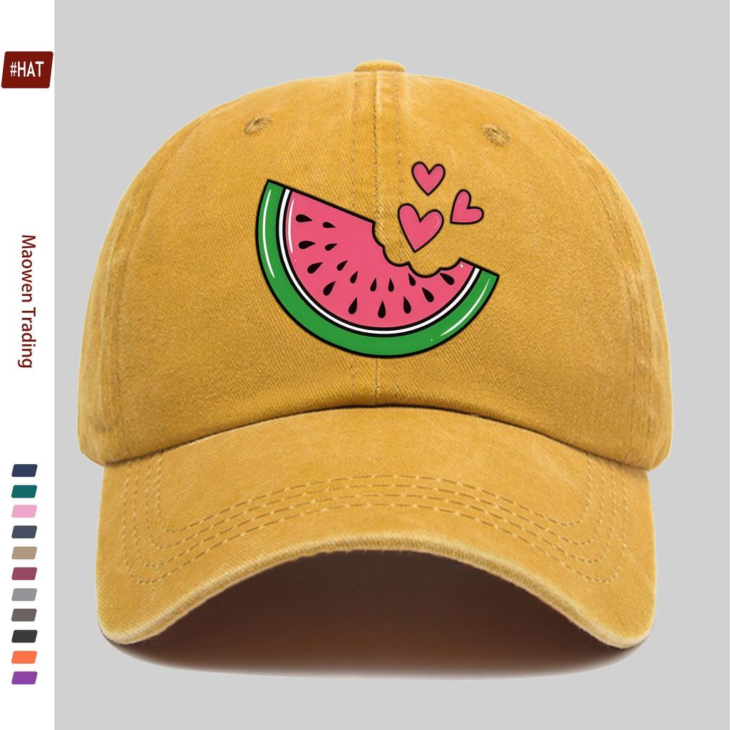 pc Watermelon Print Baseball Cap Sun Hat Suitable for SpringSummer Travel Comfortable and Lightweight Adjustable Snapback S