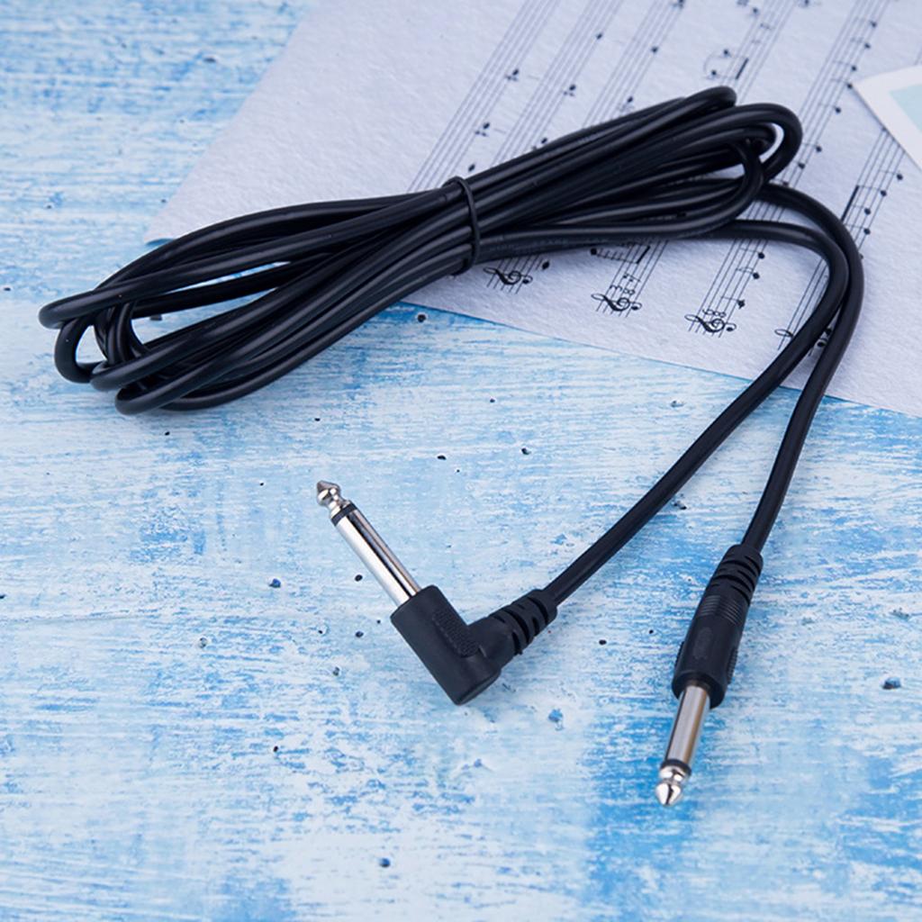 Guitar Instrument Cable Straight To Right-Angled Gold Plated 6.35mm Guitar Cord 3 Meter for Guitar Keyboards Mixers
