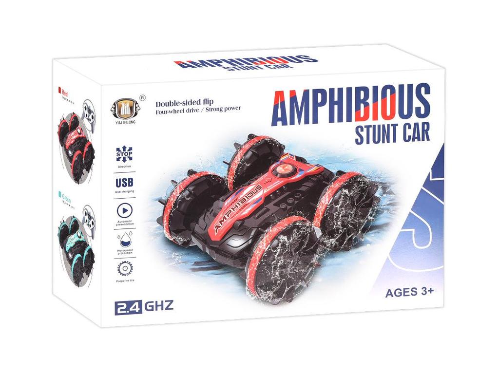 Double-Sided Amphibious Remote Control Stunt Car with Lights for Beach and Off-Road Fun