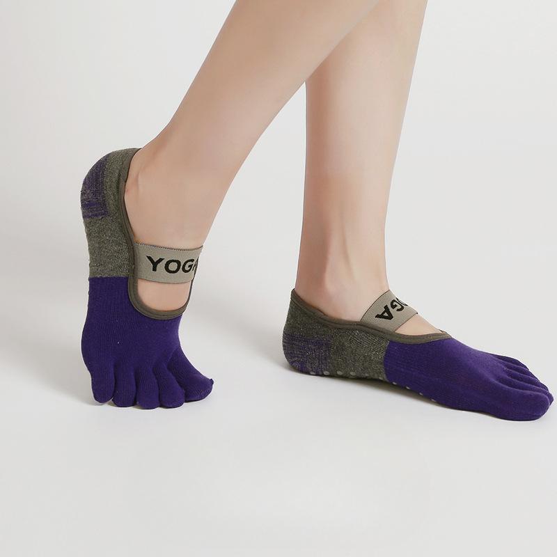 Ladies Spring and Autumn Collocation Yoga Fitness Exercise Pilates Non Slip Five Finger Socks