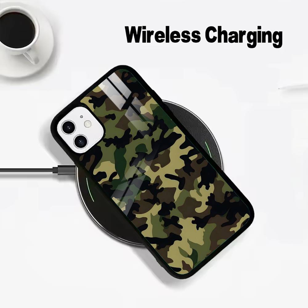 F-Fashion C-Camouflage Muster Handyhülle Für IPhone17 16 15 14 13 12 11 Pro Max 16/15/14Plus Kabelloses Ladegerät Hülle Funda