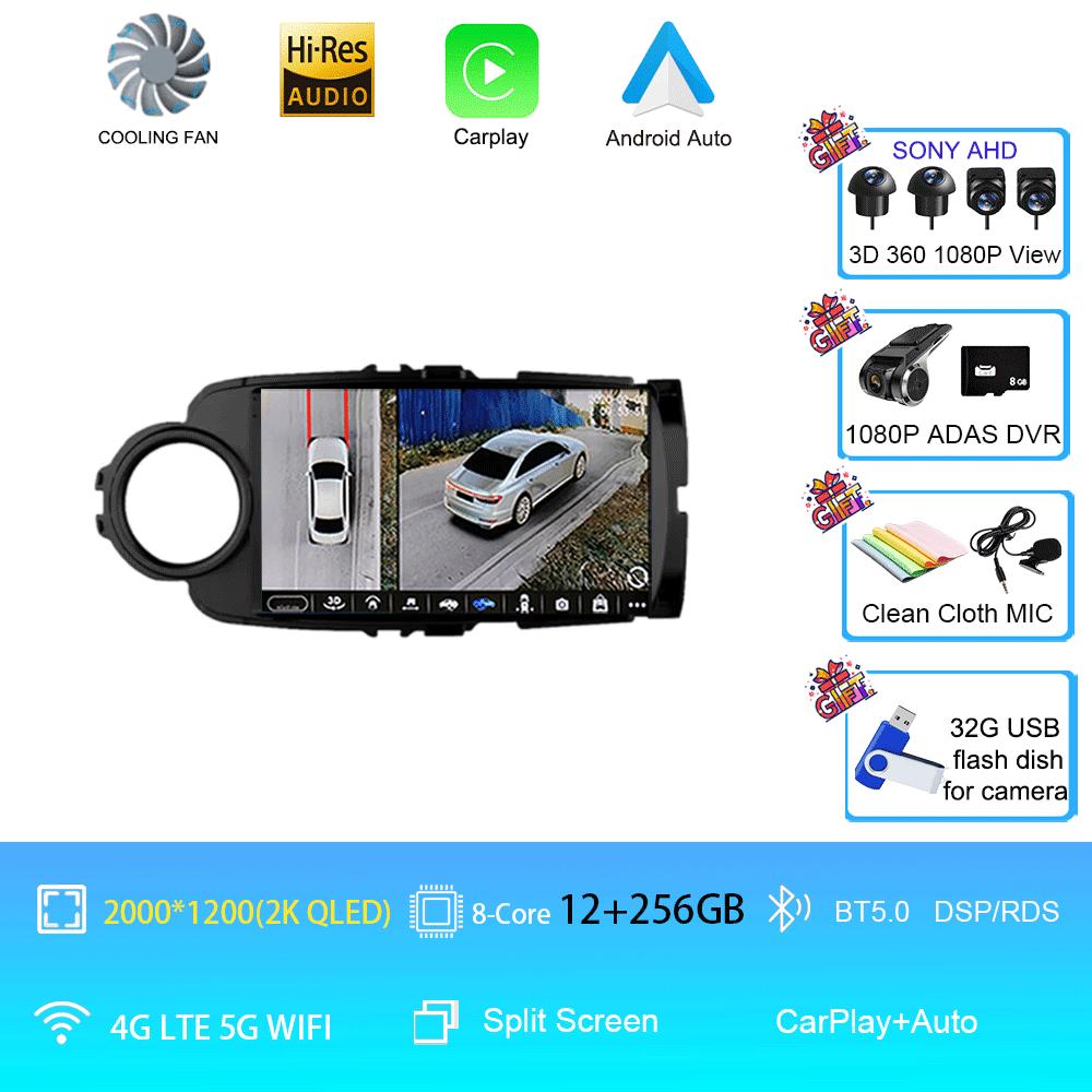 Car Radio Android 14 Autoradio For Toyota Yaris 2012 - 2017 GPS Navigation Multimedia Player Carplay Stereo 2 Din DVD WIFI+4G BT