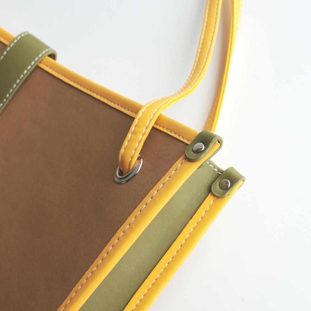 2025 Color Block Tote - Large Capacity, Lightweight Kraft Paper Shoulder Bag for Spring/Summer, Women's Casual Commute