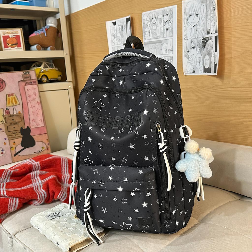 Schoolbag Japanese Ins Simple Star Printed Backpack Female Students High Value Large Capacity Backpack Junior High School School Bag