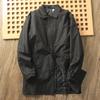 Men's Elegant Windbreaker Simple Jacket Warmth Winter Medium Length Lapel Trench Coat Button Up
