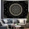 VIKAMA Black Gold Zodiac Mandala Tapestry Living Room Sofa Backdrop Wall Hanging Music Tea Room Hotel Room Decor
