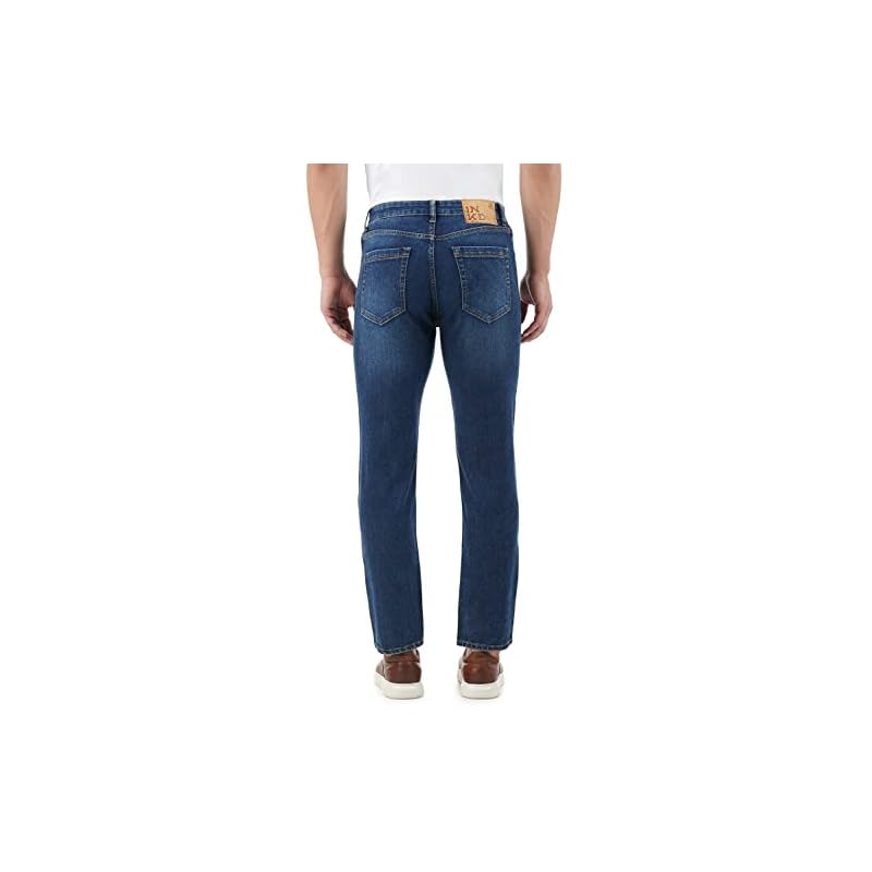 INKD Men's Contrast Stitch Stretchable Regular Fit Jeans