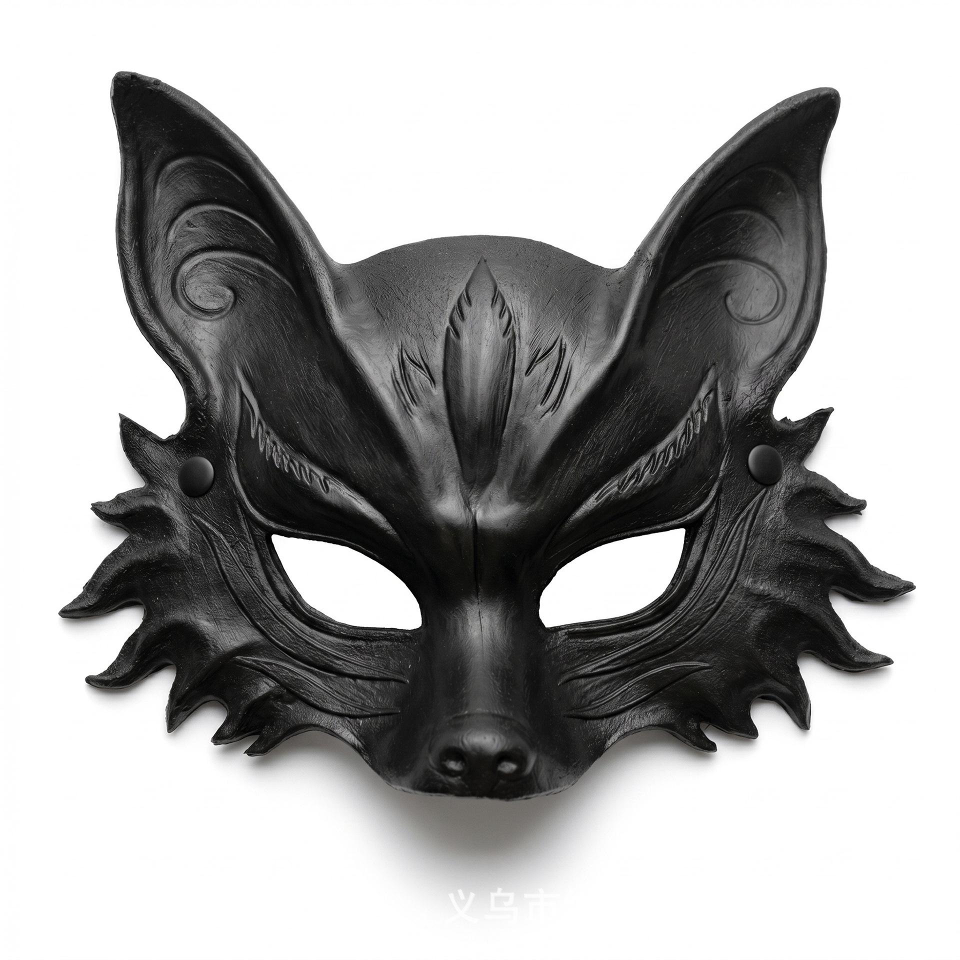 Zvířecí Vlkodlak Poloviční Obličejová Maska Cosplay Zvířecí Vlk Pu Masky Karneval Halloween Kostým Doplňky černá