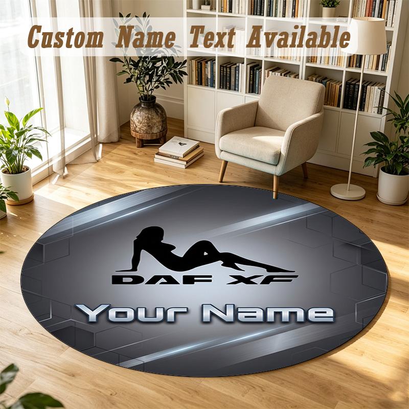 Round Rug Custom NameDAF Pattern Non Slip Carpet Home Floor Decor