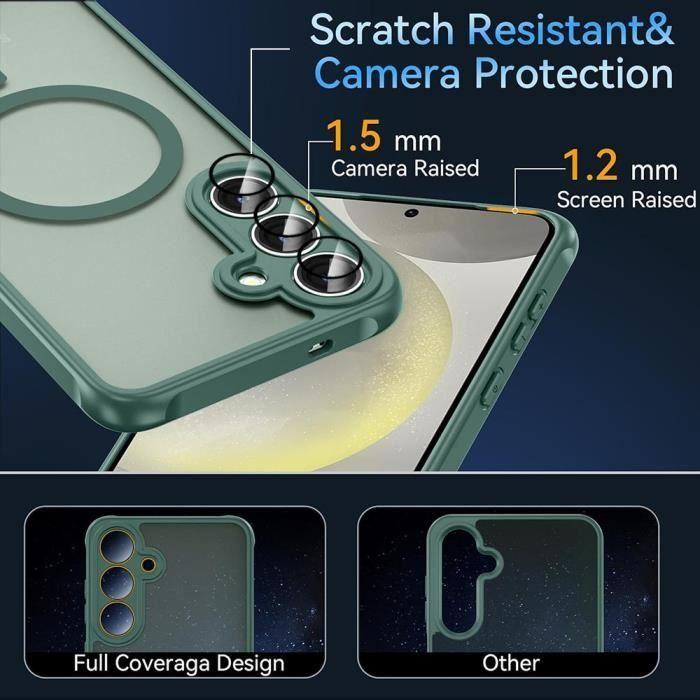 Case for Samsung Galaxy S25 Plus (Galaxy S25+) with Magnetic Circle Camera Protection - Hybrid Shockproof Night Green