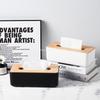 Bambusdeckel Kunststoff-Taschentuchbox-Organizer Rechteckiger Papierhandtuchhalter für Wohnzimmer Badezimmer Küche Aufbewahrung