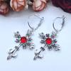 Gothic Punk Cross Earring Hip Hop Rock Red Oil Drip Crystal Drop Stud Earring