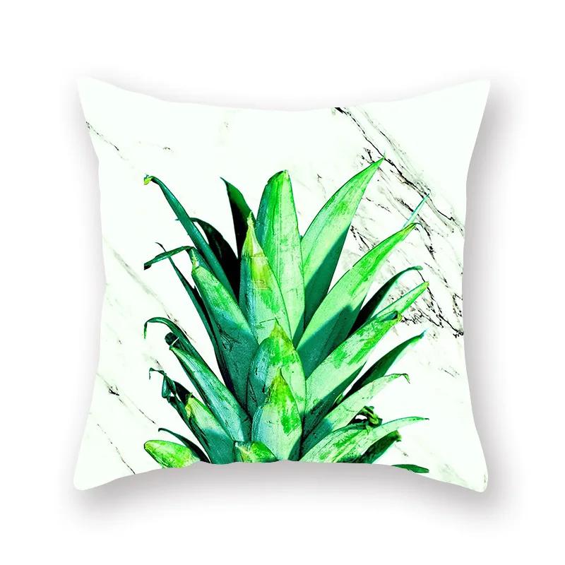 Polyester Decorative Throw Pillows Case Tropical Green Plants Palm Sofa Cushion Cover For Home Living Room Decoration