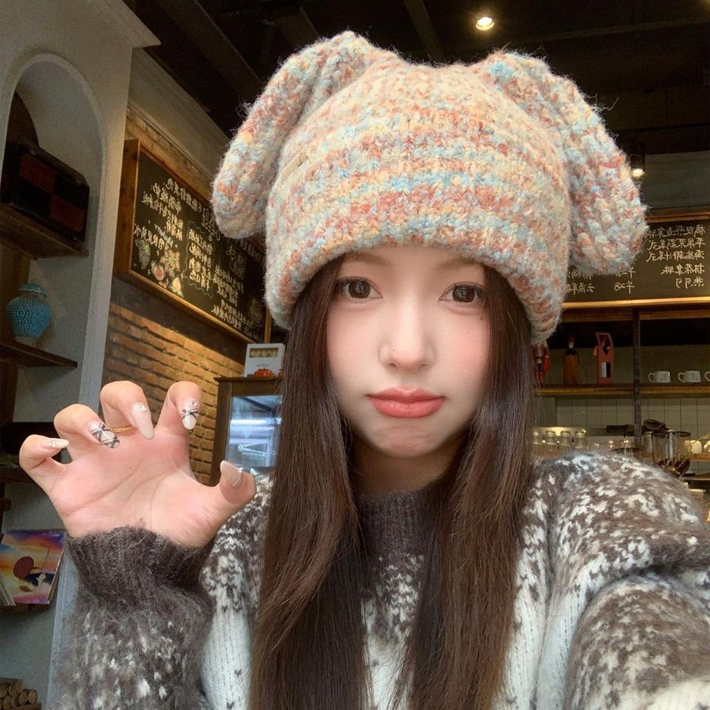 Woolen Hat for Women In Autumn and Winter Large Head Circumference  Small Face  Small Knitted Hat Warm and Cold-proof Baotou Hat
