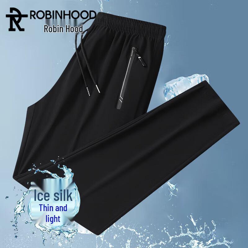 ROBINHOOD Men s Summer Ice Silk Quick-Dry Straight Leg Pants 3XL