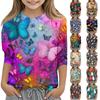 Kinder bedrucktes Rundhals Siebenviertelarm Freizeit T-Shirt