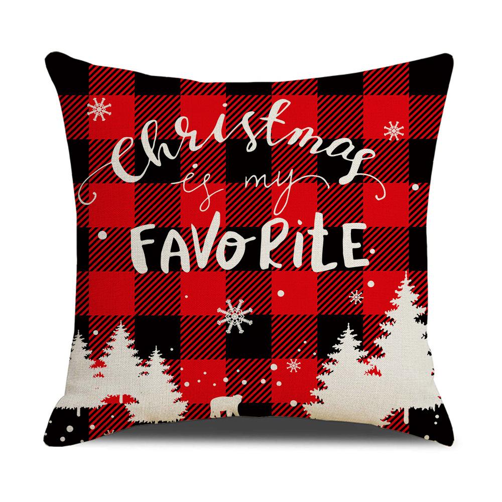 Home Furnishings Cartoon Christmas Pillow Cover Nordic Plaid Linen Cushion Cover Sofa Cushion