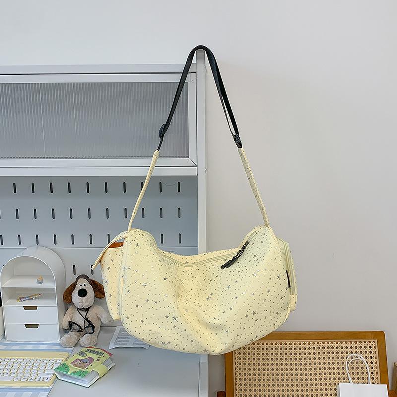 

New Fashi Star Print Shoulder Bag Dopamine Style Large Capacity Color Crossbody Bag for Women Casual Simple Commute Bag