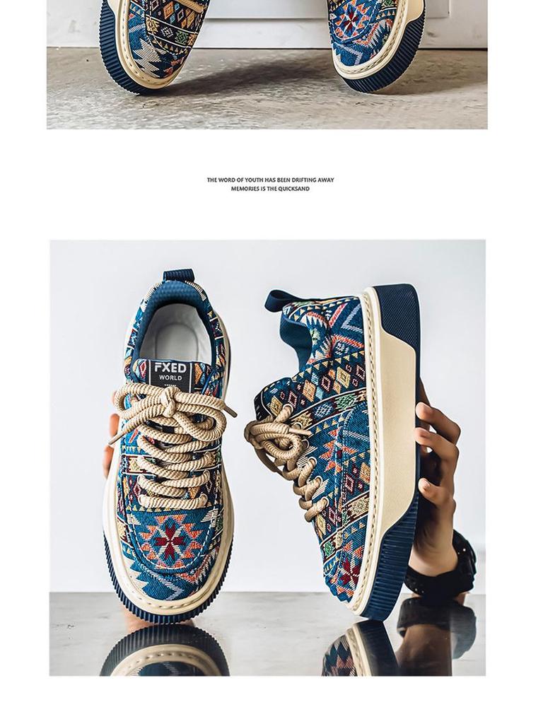 Pánské trendy retro plátěné tenisky s nízkým svrškem - ležérní jarní/letní streetový styl