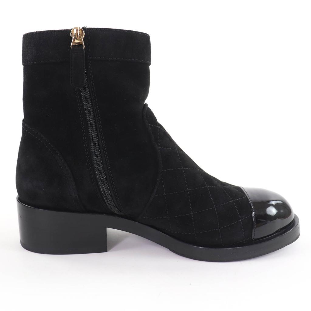 Great CHANEL short boots COCO Mark Turnlock Matelasse Suede Leather 37 G36763 Used