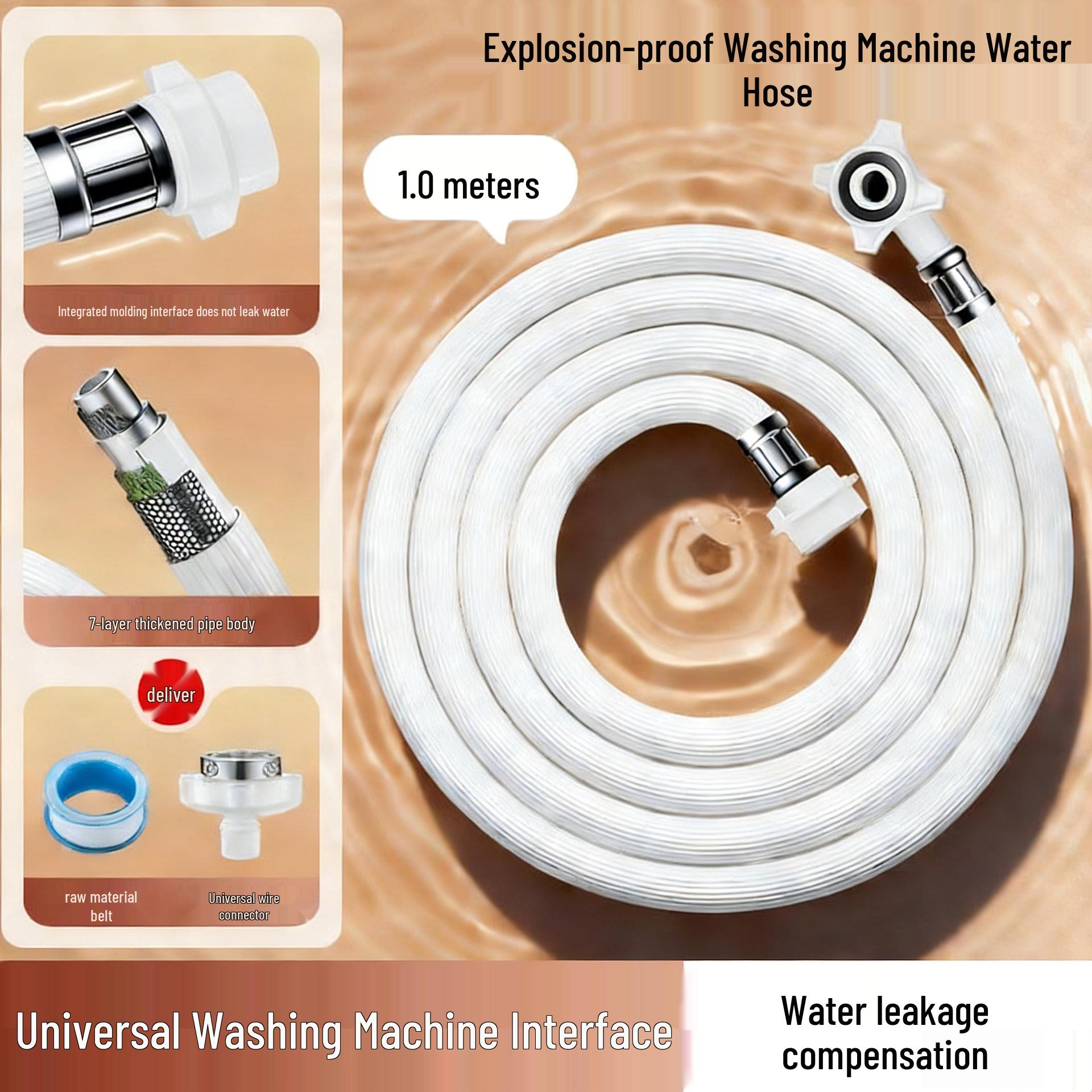 Universal Washing Machine Inlet Hose - Automatic Pulsator Drum, 4-Point Copper Cap, PVC Soft Hose