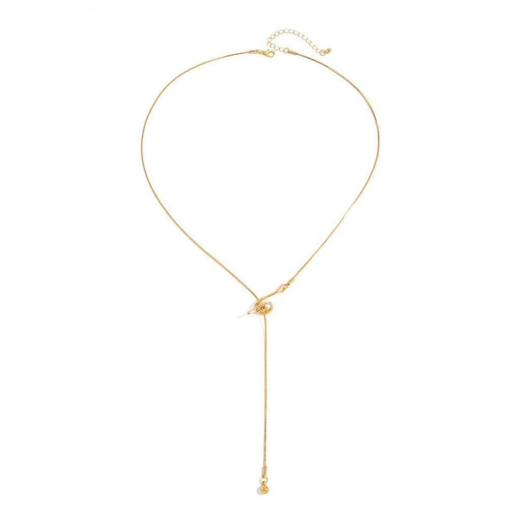 SHIXIN Vintage Simple Metal Bead Pendant Necklace for Women New Trendy Sexy Long Thin Clavicle Chain Aesthetic Y2K Jewelry Gift