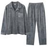 Island fleece pajamas men's autumn and winter cardigan high-end men's casual coral fleece warm loungewear winter suit