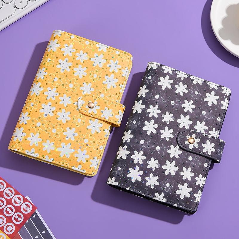 A6 Snowflake Button PU Leather DIY Binder Notebook Only Cover Diary Books Schedule Covers School Stationery