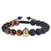 Cross-border Map Stone & Volcanic Beaded Warrior Bracelet - Men's Woven Jewelry