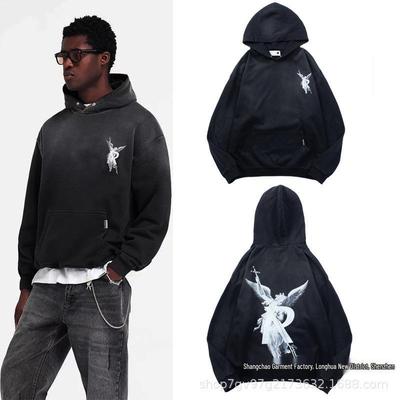 Unisex Trendy American Brand Letter Print Pure Cotton Hooded Sweatshirt