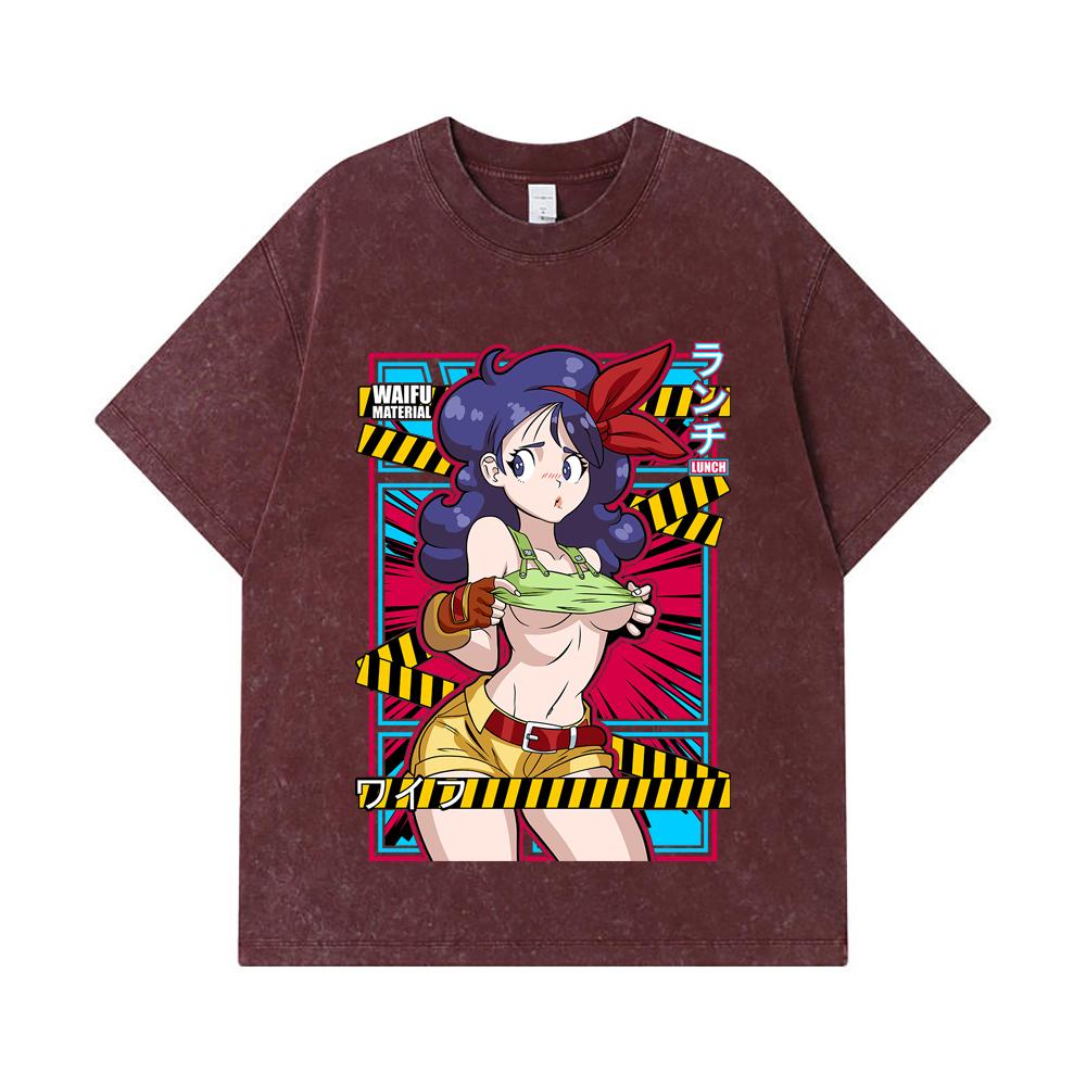 275 GSM Washed T-shirts 100% Cotton Dragon Ball V44 Lunch Waifu Print Unisex Heavy Cotton T Shirt