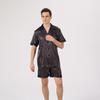 Men's Plus Size Summer Pajama Set: Loose European Fit, Lapel, Solid Color, Short Sleeve & Shorts