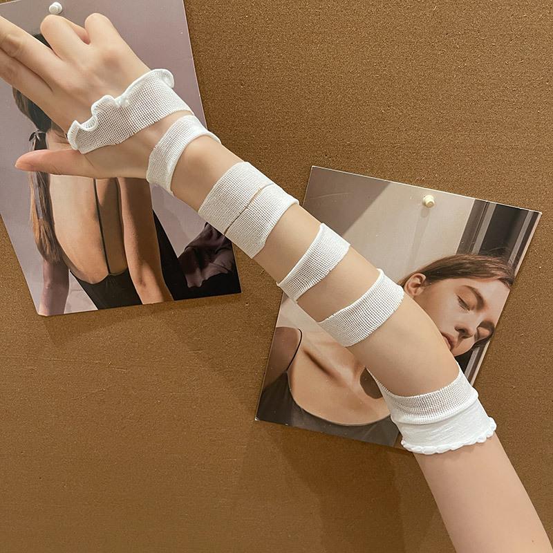 Y2K Fingerless Gloves DIY Strapping Arm Warmer Mesh Arm Sleeves DIY Strapping Sunscreen Sleeves Elastic Arm Warmers Soft Hollow Jk Lace Sleeves