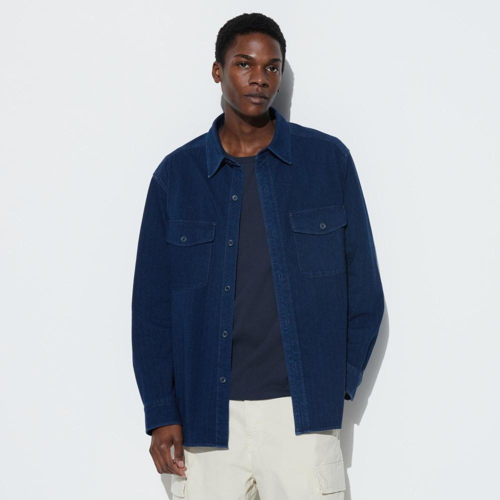 

Джинсовая рубашка UNIQLO JAPAN с длинными рукавами