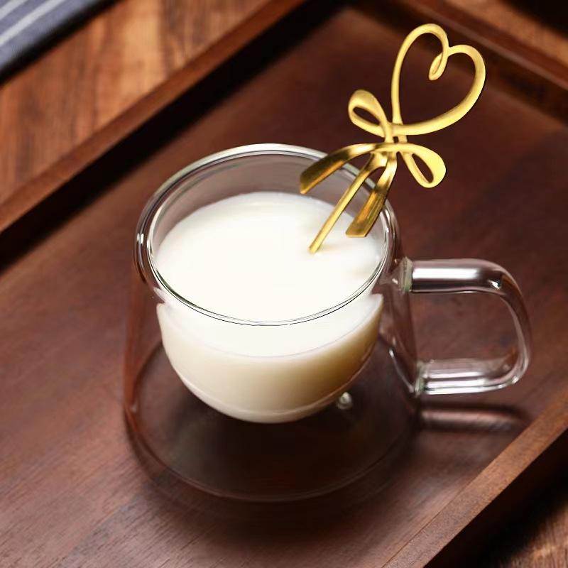 200ml Glas Kaffeetasse Doppelwandig mit Henkel Transparent Hitzebeständige Tasse Frühstückstee Sichere Tasse Trinkgeschirr für Heimgebrauch