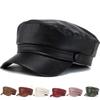 PU Leather Navy Hat Outdoor Painter Hats Fashion Travel Newsboy Cap Women Leisure Sunscreen Caps