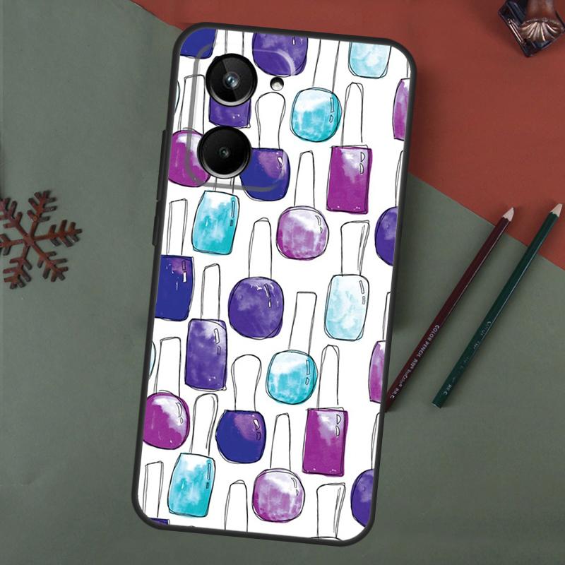 Nail Polish Bottles Collection Case For Realme C75 C65 C67 C71 C63 C61 C55 C51 C53 C35 11 12 13 14 15 Pro Plus GT6 GT7 Pro